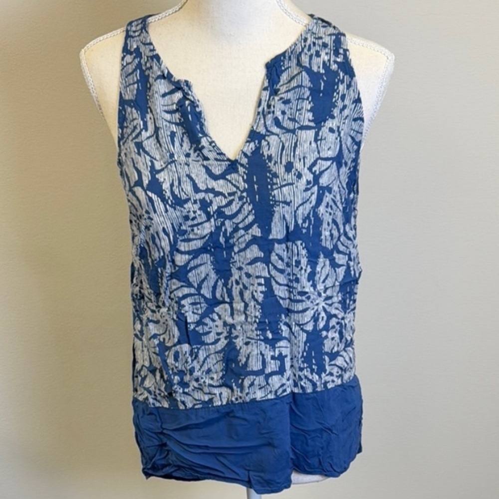 Gap Size M Blue Floral Sleeveless Top